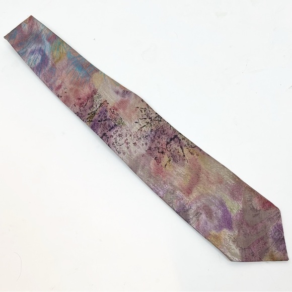 Vintage Oscar de la Renta Studio Men’s Watercolor Necktie Tie Pastel Abstract - Picture 2 of 11